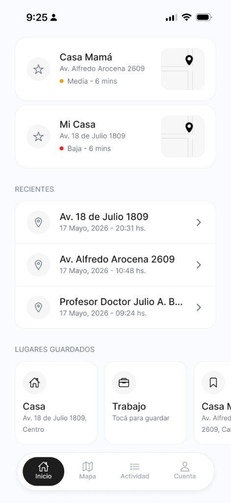 Home — recents and saved places