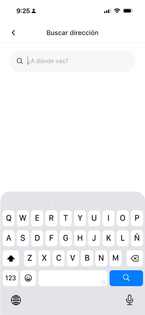 Search — enter destination