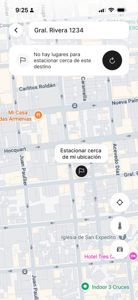 Map — no parking available