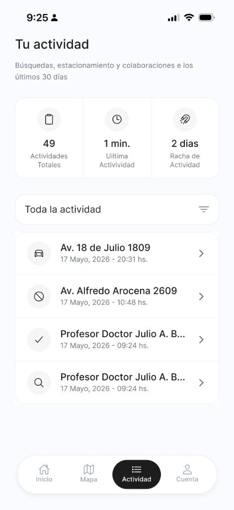 Activity — recent reports and searches